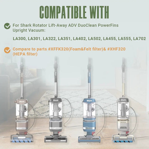 Must Have Filter Replacement For Rotator Lift Away ADV DuoClean PowerFins Upright Vacuum Models LA300 LA301 LA322