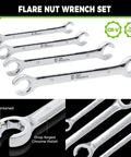 Der Erwachte flare nut wrench set, 4-piece, metric sizes 8–17 mm, chrome-vanadium steel, drop-forged, polished finish