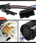 Premium Electric Fuel Pump Module Assembly Compatible With Jaguar Xf Xj And Xfr Sedan Models showing connectors and inner components.