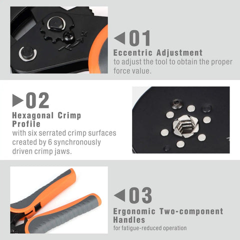 Self Adjusting Crimping Pliers For AWG 20 To 5 Bootlace End Sleeves And Ferrule Pro Grade Wire Crimp Tool adjustable tension
