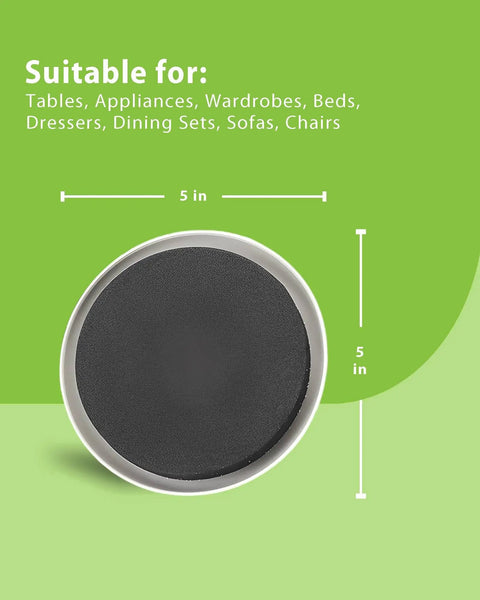 Heavy Duty 5 Inch Furniture Sliders For Carpet And Hardwood Floors 12 Pack Round Moving Pads Reusable Glides Close-up