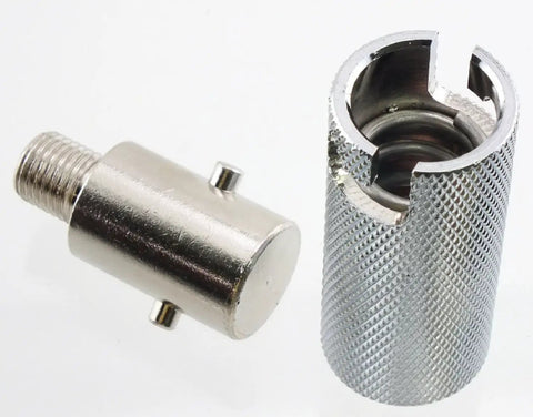 Chrome Quick Disconnect Antenna Fitting For 3/8-24 Threads, Simple Push And Turn Style Disconnect For CB And HF VHF Ham Radios
