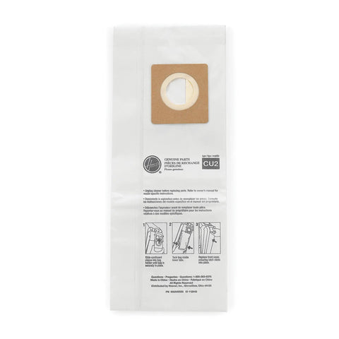 Commercial Vacuum Cleaner Bags For HushTone Upright Vacuums Pack Of 10 White Standard Filtration with installation images