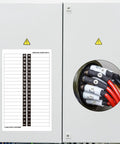 Five Pack Circuit Breaker Box Labels Waterproof Fuse Box Stickers Directory For Electric Panel Load Center Identification Adhesive Labels With Digital Dots For Up To 42 Entries visible on electrical panel with labeled wires.