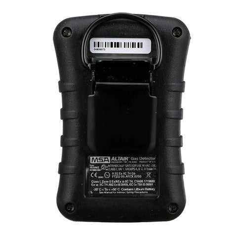 Back view of the Single Gas Detector For H2S, Low 10ppm High 15ppm, Portable Black Gas Monitor, showing durable design.