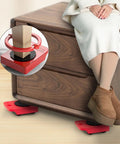Heavy Duty Furniture Movers With Wheels And Lifter Kit shown under a wooden cabinet, demonstrating easy glide for heavy lifting.