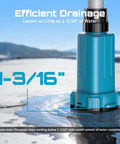 Cordless Water Transfer Pump With Two 4.0Ah Batteries Included, 740 GPH Portable Submersible Pump showing efficient drainage at 1-3/16 inch.