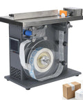 Heavy Duty Right Angle Labeler With Slick PLC Touch Screen And Hassle Free Width Adjustments For Snappy Cosmetic Food And Electronics Box Work That Runs Smooth On Two Point Five To Three Centimeter Rolls Daily, showing detailed labeling mechanism.