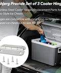 Stainless Steel Cooler Hinge Replacement Set For Outdoor Camping Chests 25-165 Quart, Rustproof Hinges With Screws, Set Of 6