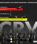 Magnetic Impact Nut Driver Set With SAE And Metric Deep Sockets Ratcheting Screwdriver Universal Socket shown with components in view.
