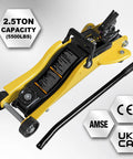 2.5 Ton Trolley Jack With Carrying Case Hydraulic Low Profile Floor Jack For Cars Lift With Single Piston Pump 5500 Lb Capacity Heavy Duty Steel Construction Easy Roll Casters