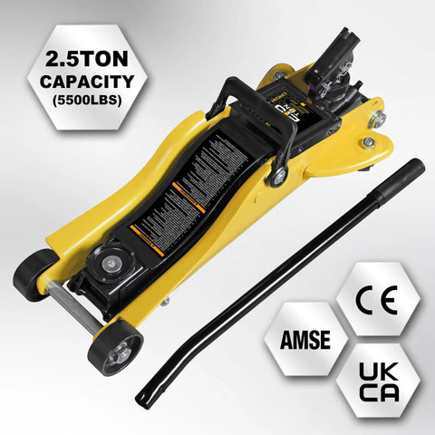 2.5 Ton Trolley Jack With Carrying Case Hydraulic Low Profile Floor Jack For Cars Lift With Single Piston Pump 5500 Lb Capacity Heavy Duty Steel Construction Easy Roll Casters