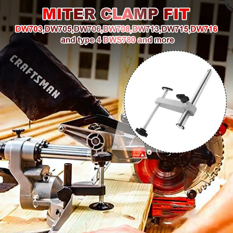 Heavy Duty Steel Miter Saw Clamp Assembly Replacement Hold Down Handles For Woodworking Crews With Ballistic Grip and Dope Accuracy When Chucking Down Rough Lumber on saw.