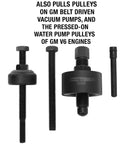 Power Steering Pulley Puller And Installer Kit For Most Domestic Vehicles Remove And Install Pulleys On Ford GM VW And More Heavy Duty Tool For DIY And Pro Auto Repair showing bolt and tool components