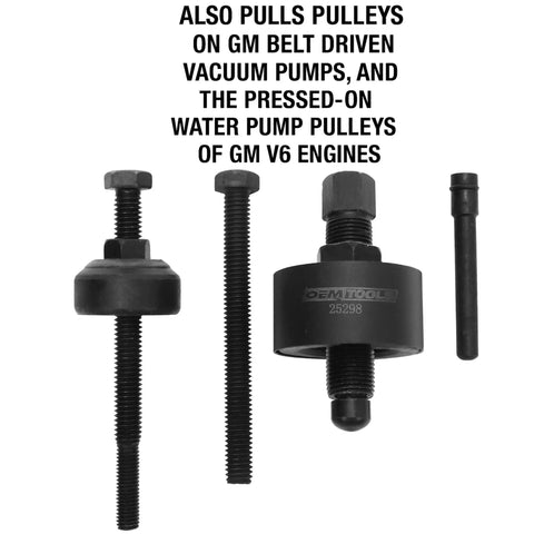 Power Steering Pulley Puller And Installer Kit For Most Domestic Vehicles Remove And Install Pulleys On Ford GM VW And More Heavy Duty Tool For DIY And Pro Auto Repair showing bolt and tool components