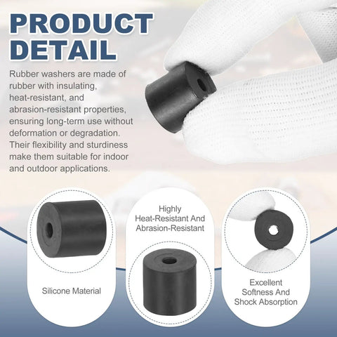 25 Pack Rubber Spacers 16mm OD 4mm ID 15mm Thick Black Round Anti Vibration Pads Isolation Bushings Washers details