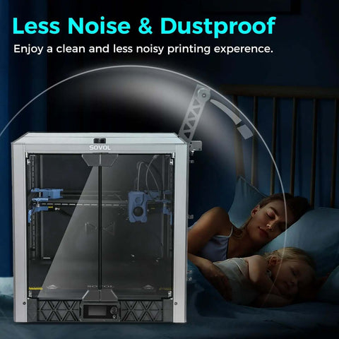 Metal And Tempered Glass Open Printer Enclosure With Drag Chain And Filter Fan For SV08 Upgrade reducing noise and dust