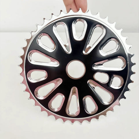 Steel Bicycle Chainring Sprocket for One Piece Cranksets 40T or 44T black finish with 2mm teeth and 2.5mm thickness