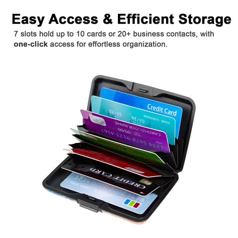 RFID Blocking Metal Card Wallet For Men And Women Ultra Slim Aluminum Card Holder open with multiple credit cards