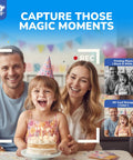 Kids Instant Print Camera For Ages 3 To 12 With 1080P Video Two Point Four Inch Screen Black And White Thermal Printing No Ink Fun Filters Flash Time Lapse Continuous Shoot Sixteen Times Digital Zoom Easy Share And Decorate, family birthday scene