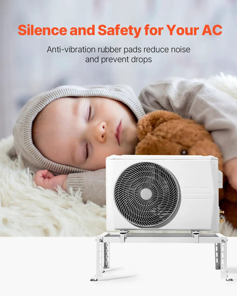 Heavy Duty Mini Split Ground Stand With Adjustable Anti Vibration Support For 9000 To 24000 BTU Ductless AC Heat Pump