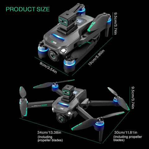 4K GPS Camera Drone With Obstacle Avoidance and Auto Return, Brushless FPV Motors, 5G Transmission, folded and unfolded view