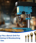 Badass Heavy Duty Titanium Countersink Drill Bit Set With Precision Chamfer Cone Tools For Metal Woodworking Bevel Grinding 4 Piece 2 To 20mm Range Pro Shop Ready Machining Kit on a bench drill.