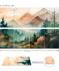 Peel And Stick Watercolor Mountain Forest Acoustic Panels 47.2 x 31.4 inches, 0.4 inch thick for soundproofing gaming rooms.