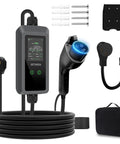 Reliable Level 2 EV Charger 40 Amp 9.6 KW Featuring Bright LED Panel And J1772 Plug with 25ft cable and accessories.