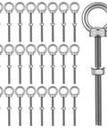 25 Pack Stainless Steel Marine Grade Eye Bolts One Quarter By Three Point Five Four Inch Threaded Eyebolts With Nuts And Washers For Lifting And Hanging Items Outdoors Boat Dock Garage Heavy Duty Rustproof Built Tough Hardware