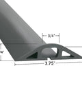 D-2 Rubber Duct Cord Cover 36 Inch Gray Floor Cable Protector with dimensions for power cables, ethernet, coax, phone lines, USA made