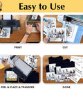 Step-by-step use of Iron On Heat Transfer Paper For Heat Press, Printable HTV For Inkjet Printers, 25 Sheets 8.5x11 Dark 6.0
