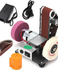 Dial Up Precision With This Versatile Electric Belt Sander And Mini Bench Grinder. Compact unit with sanding band, polishing wheel, and accessories.