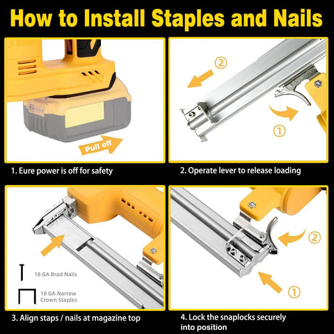 Heavy Hitter 18 Gauge Cordless Brad Nailer And Staple Gun Combo Compatible With Dewalt 20V Max Batteries Comes With 1000 Premium Fasteners For Serious Carpentry Furniture Making And Diy Woodworking