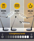 LED Architect Desk Lamp With Wireless Charger And Adjustable Swing Arm featuring 3 color modes and 12 brightness levels, 32 inch tall