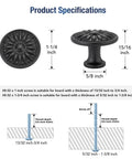 Matte Black Cabinet Knobs Set With Rosette Design One And A Quarter Inch Ten Pack Sturdy Zinc Alloy Drawer Handles For Kitchen Cabinets And Dressers Easy One Hole Install Perfect For A Quick Style Upgrade, 1-1/4 inch knob dimensions