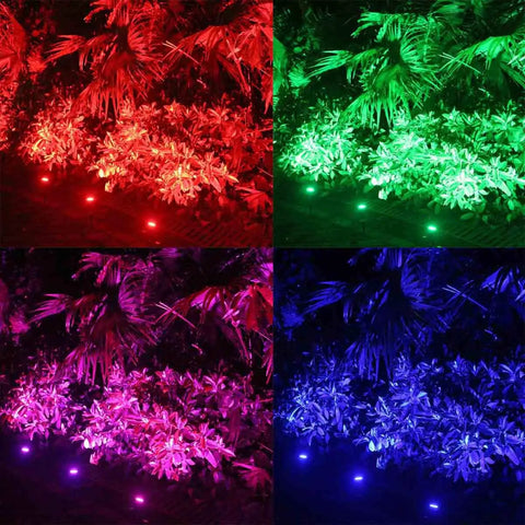 RGB Low Voltage Landscape Lights 6W Outdoor Garden Pathway Lighting Kit with Remote Control Waterproof 12V/24V 16 Color Changing LEDs for Indoor and Outdoor Decor 90 Degree Beam 8 Pack