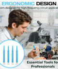 Pro Grade Precision Screwdriver Set Four Piece Ceramic Handle Tools Slotted Flat Tips Non Conductive For Electronics. Close-up of tools.