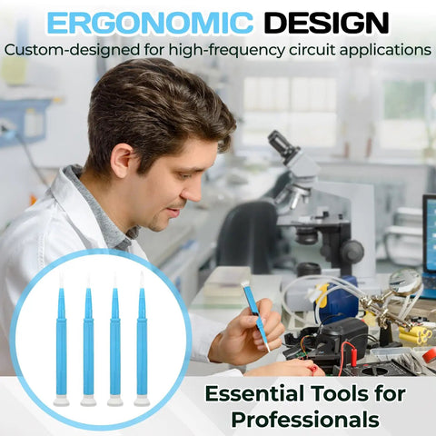 Pro Grade Precision Screwdriver Set Four Piece Ceramic Handle Tools Slotted Flat Tips Non Conductive For Electronics. Close-up of tools.