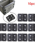 10 Pack Nylon Folding Hinges for Electric Boxes and Cabinets, shown in black, suitable for heavy-duty use on various surfaces.