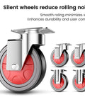 Close-up of 5-inch silent swivel wheels for Heavy Duty Workhorse Fence Push Cart Dolly With Cage Foldable Platform Hand Truck.