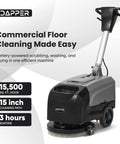 Battery Powered Walk Behind Floor Scrubber Buffer Polisher With Foldable Handle 15 Inch Brush 19 Inch Squeegee 4.5 Gallon Tank