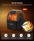 Dual Spool Filament Dryer Box for 3D Printer with fast heating, showcasing two spools, digital controls, and air circulation fan.