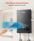 LED touch control panel of 8KW Tankless Electric Water Heater 240V Instant Hot Water System for temperature adjustment.