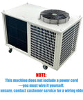 Badass 220V Three Phase Industrial Portable Air Conditioner With Crushingly Cold 51100 BTUH Cooling And Massive 6000W Airflow To Keep Warehouses Shops SweatFree Indoors, mobile cooling unit with wheels.