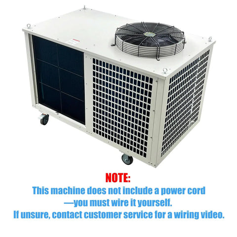 Badass 220V Three Phase Industrial Portable Air Conditioner With Crushingly Cold 51100 BTUH Cooling And Massive 6000W Airflow To Keep Warehouses Shops SweatFree Indoors, mobile cooling unit with wheels.