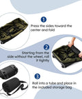 Folding process of Expandable To 140L Duffle Bag With 2 Beefy Wheels, Oxford Soft Sided Rolling Carry On, in green.