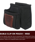 Double Clip-On Pouch For 2-Inch Work Belts, Extra Bag With Leather Patch For Phone And Tools, Built Tough USA Made Utility Holder