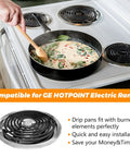Electric Stove Burner Replacement Kit With Two 6 Inch ERS30M1 Burners And Two 8 Inch ERS30M2 Elements For GE Hotpoint Kenmore Electric Ranges 240V And 208V 1350W And 1765W-2350W High Temperature Burner Coil installed on stove with pan cooking