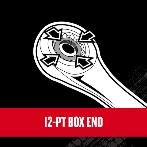 Illustration of V Series Metric 12 Piece Wrench Set With Recessed Fasteners And 12 Point Box End showing engagement detail.